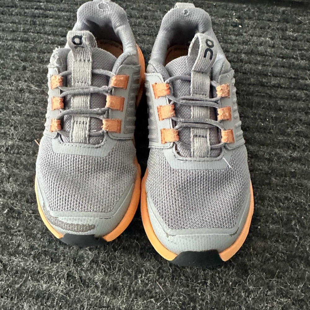 On Running Kids' Gray and Orange Athletic Sneakers - Picture 2 of 4